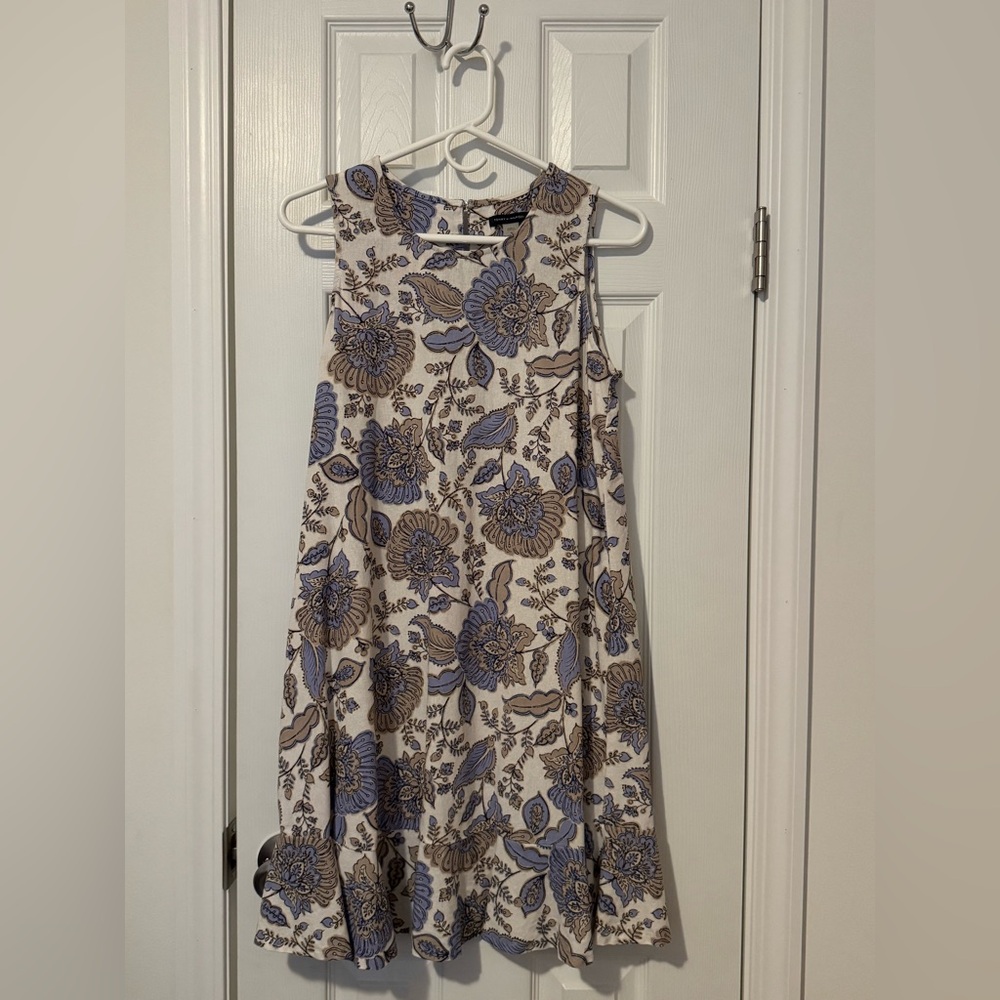 Tommy Hilfiger Cream Midi Dress with Blue and Tan Floral Print